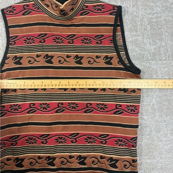 St. John Sleeveless High Neck Fall Printed Sweater Womens Size Medium - Picture 3 of 7